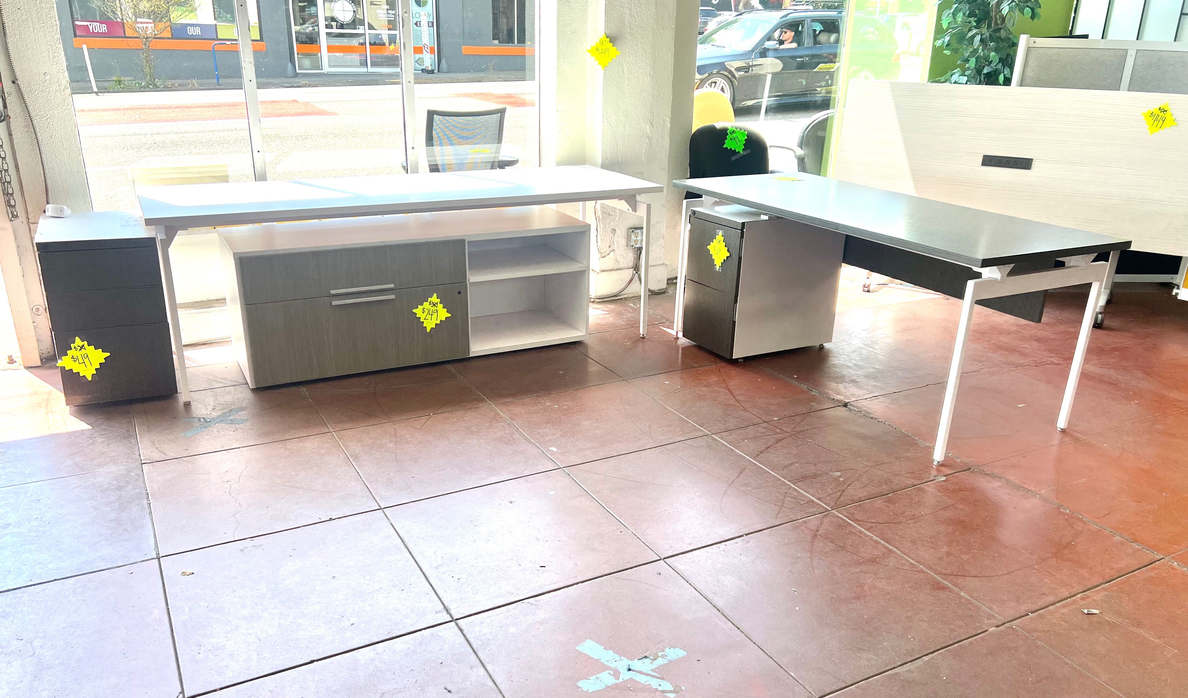 Knoll Office Sets (Desk, Table, Peds, Credenza)