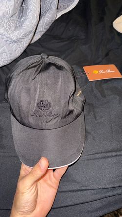 Loro Piana Black Baseball Cap – Metal Logo Plaque + Contrast Piping – $625 Retail