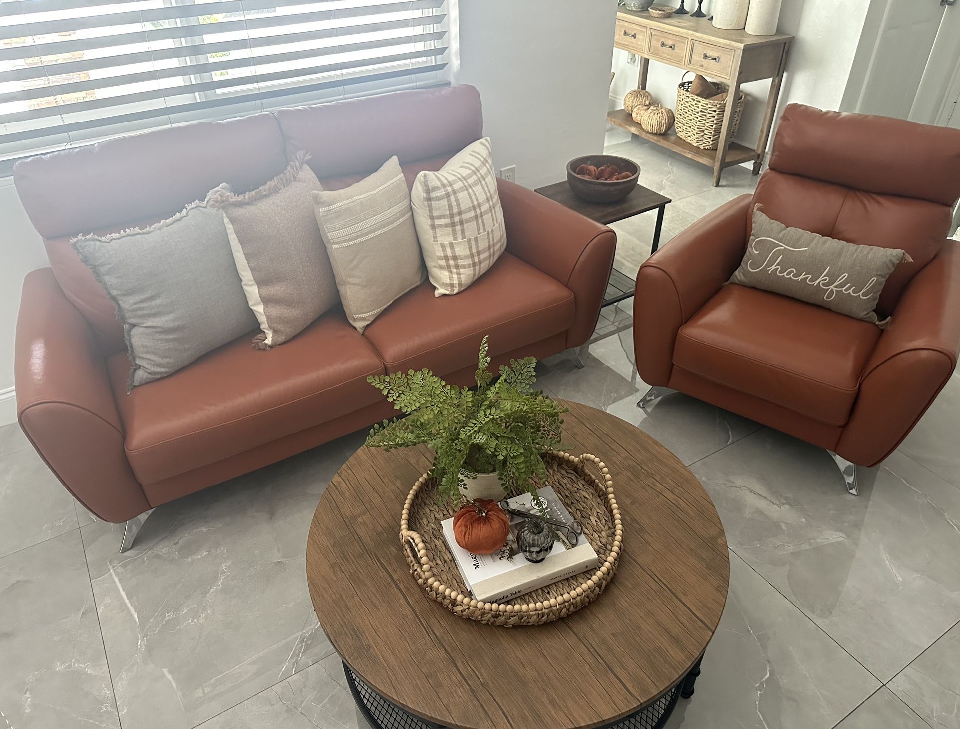 Leather Sofa Set/ Price Is Negotiable 