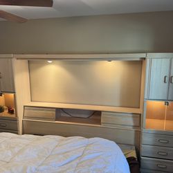 Bookshelf Headboard With Nightstands