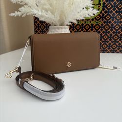New, authentic tory burch Emerson mini crossbody bag brown