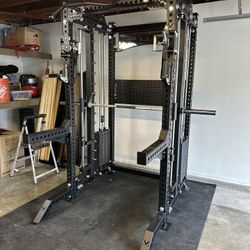 PRO SERIES Ultimate Half Rack Functional Trainer w/Smith Machine Bar | 400lb Stack | Gym Equipment | Fitness | Commercial | Squat Rack
