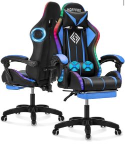 Hoffree RGB Gaming Chair with Speakers and Footrest