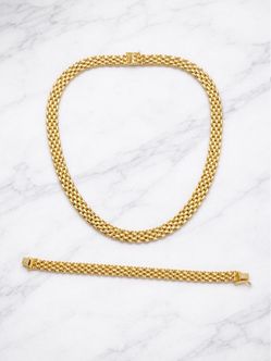Gold Necklace and Bracelet Set