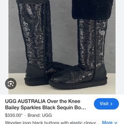 UGGS Black Sequined Over The Knee Boots 
