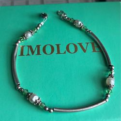 Stunning Sterling Silver Bracelet Green 