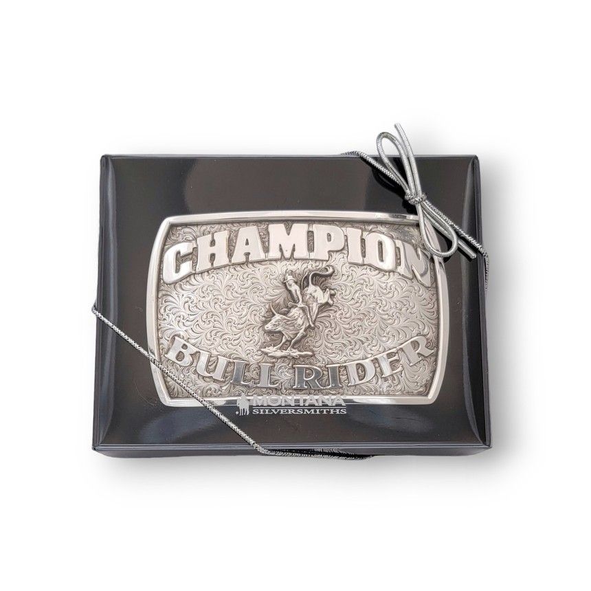 Montana Silversmiths Fine Silver Champion Bull Rider Western Belt Buckle 