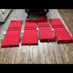 17” x43" Outdoor Chair Cushion - Room Essentials  Double sided. One side is all red, the other is striped.   New   $85 for all 4