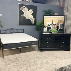 Nice Queen Size Bedroom Set With Mattress & Dresser - Delivery Available 🚛 