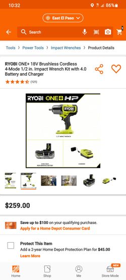 RYOBI ONE+ 18V Brushless Cordless 4-Mode 1/2 in. Impact Wrench Kit with 4.0 Battery and Charger