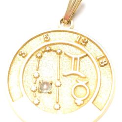 Mens Pendant Zodiac 14kt Yellow Gold
