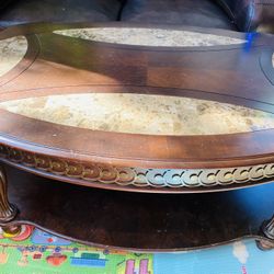 Wood And Marble Coffee Table