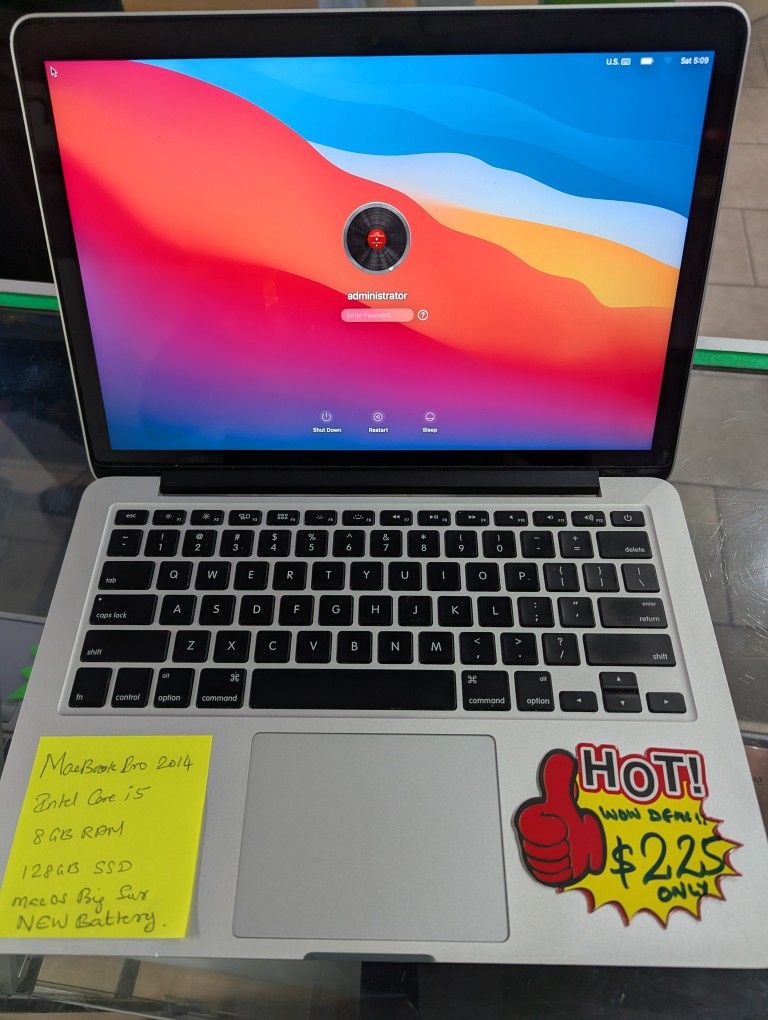MacBook Pro 2014 13" Intel Core i5 8GB Ram 128GB SSD macOS Big Sur New Battery 