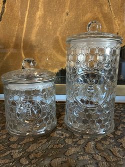 Honey Bee comb Glass Canisters Set 2