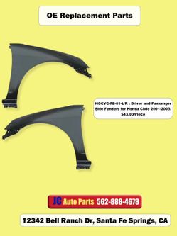 Fenders For Honda Civic 2001 2002 2003, Driver And Passenger Side