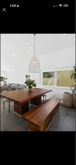 Solid Wood Dining Table with Bench