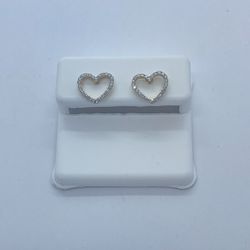 New 14K Solid Gold Diamond Heart Earring 