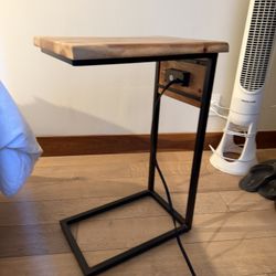 Set of 2 Side Tables - Wood w Power Outlets