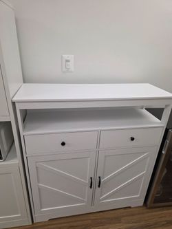 White Farmhouse Storage Cabinet / Coffee Bar