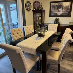 Dining Set Of Six Chairs & Table With Buffet Table