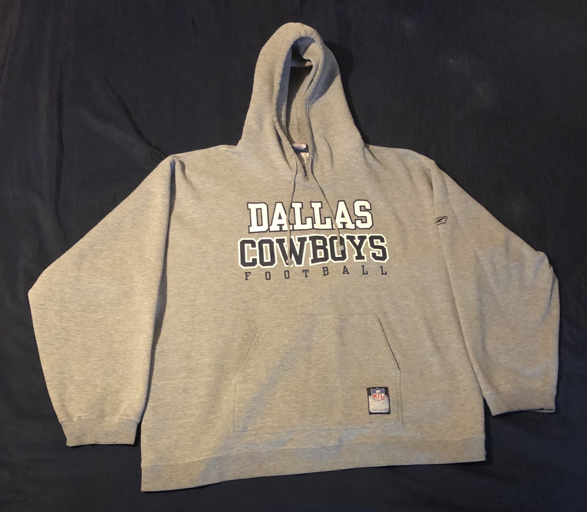 REEBOK Dallas Cowboys Adult Gray Hooded Sweatshirt Size 2XL