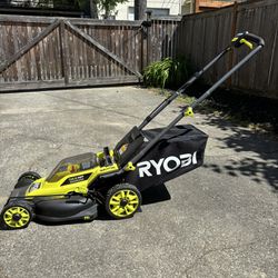 16’ RYOBI electric Lawn Mower + 2 Battery/chargers