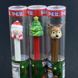 PEZ Lot of 3 Dispensers Christmas Tree Snowman Reindeer Exp 2028 Sealed NIP