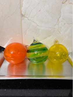 Set of 3 art glass hand blown ball