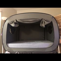 Grey Privacy Pop bed tent for full size bed