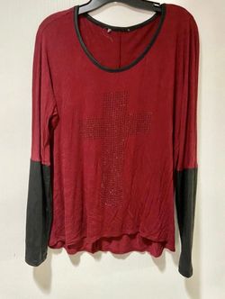 Womens Red And Black Long Sleeve Top Size Medium 