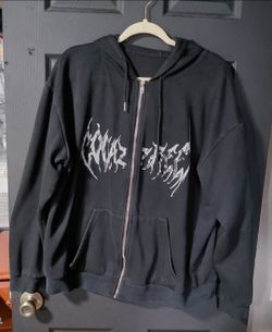 Unbranded XL Cotton blend Hand bleached butterfly design black hoodie