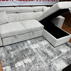 CLEARANCE $699 Reversible Storage Sleeper Sectional with Wireless Charging Pad BRAND NEW IN THE BOX