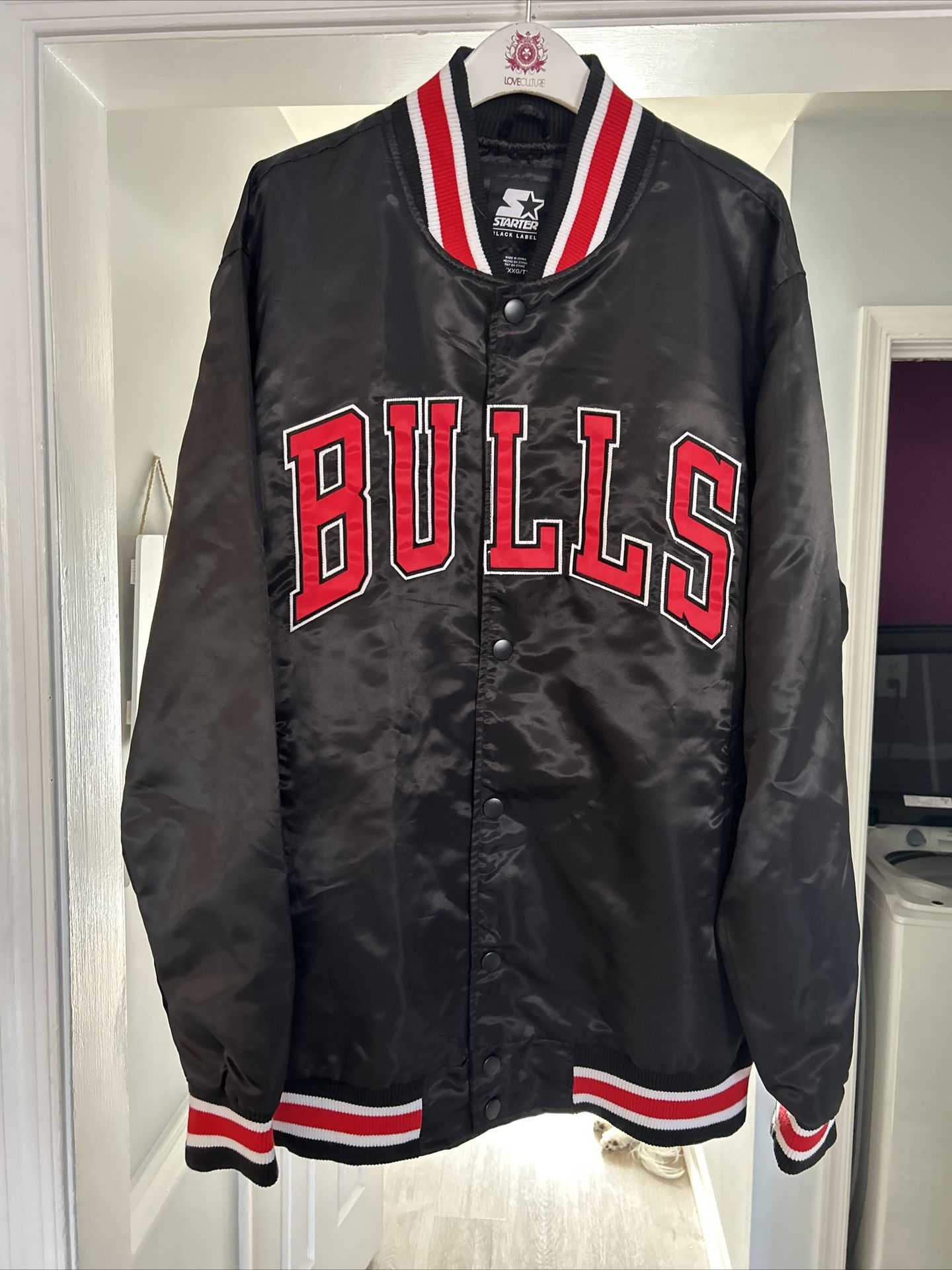 Starter NBA Chicago Bulls Jordan Satin Bomber Jacket Black Label XXL