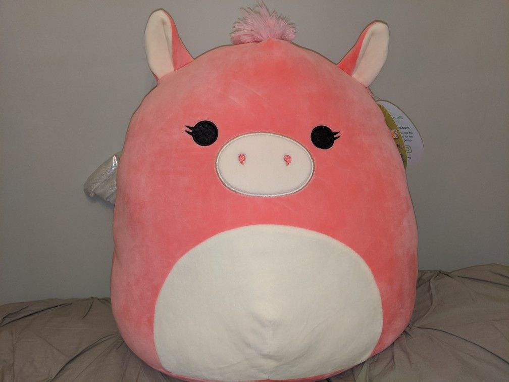 New Large Squishmallow Pink 'Paloma' PEGASUS Horse Glimmer Wings Soft Pillow Cuddly Plush Toy Easter Basket