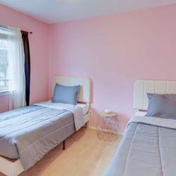 Tan Twin Beds w/ Mattresses Included - Set Of 2