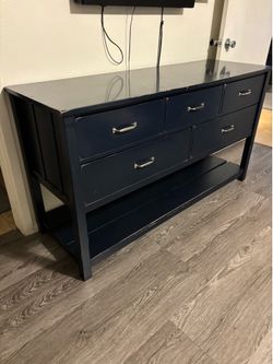 Pottery Barn Navy Blue Wooden Dresser