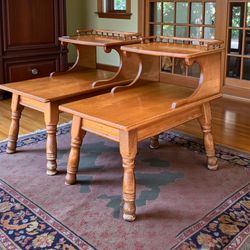 Vintage Mid Century  Solid Wood 2 Tier Side Table Nightstands