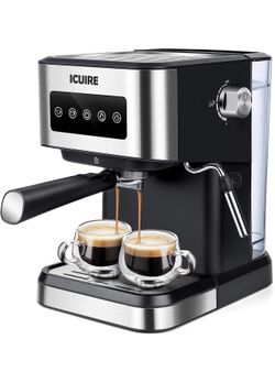 ICUIRE Espresso Machine with Milk Frother, 20 Bar Pump Pressure Coffee Machine, 1.5L/50oz Removable Water Tank, 1050W Semi-Automatic Espresso