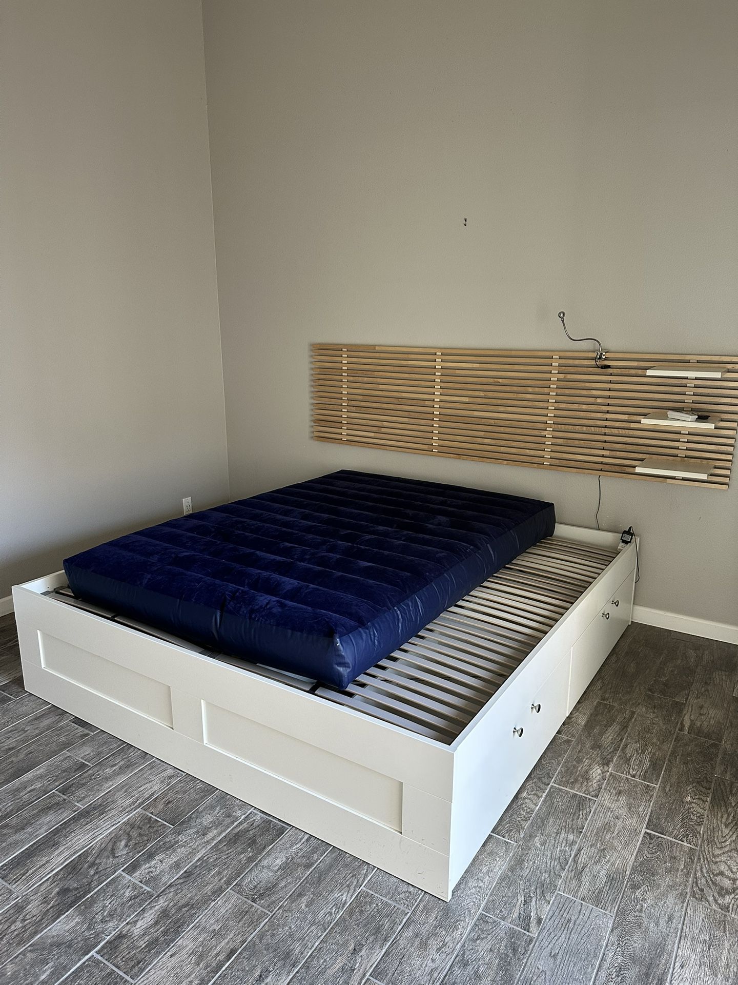 IKEA King Bed Frame w/ Storage + Headboard