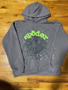 Grey and Green Spyder Hoodie 