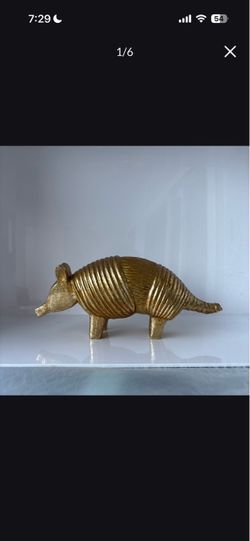 One Unique Beautiful Large Decor Gold Armadillo Sculpture Figurine Golden Animal