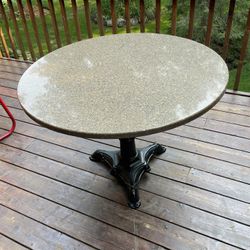 Antique Cast Iron Pedestal Table with Granite Top