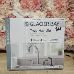 Glacier Bay
Builders Double Handle Standard Kitchen Faucet with Side Sprayer in Stainless Steel