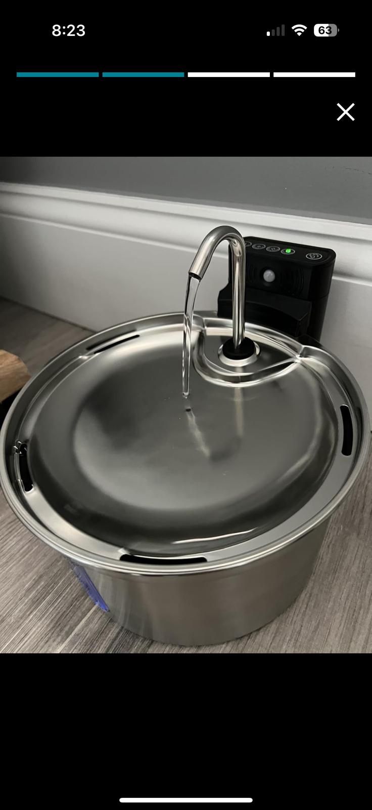 Wireless Cat Water Fountain [Water & Battery Separation] Stainless Steel Automatic Pet Water Dispenser, 4000mAh Battery Operated Water Fountains for C