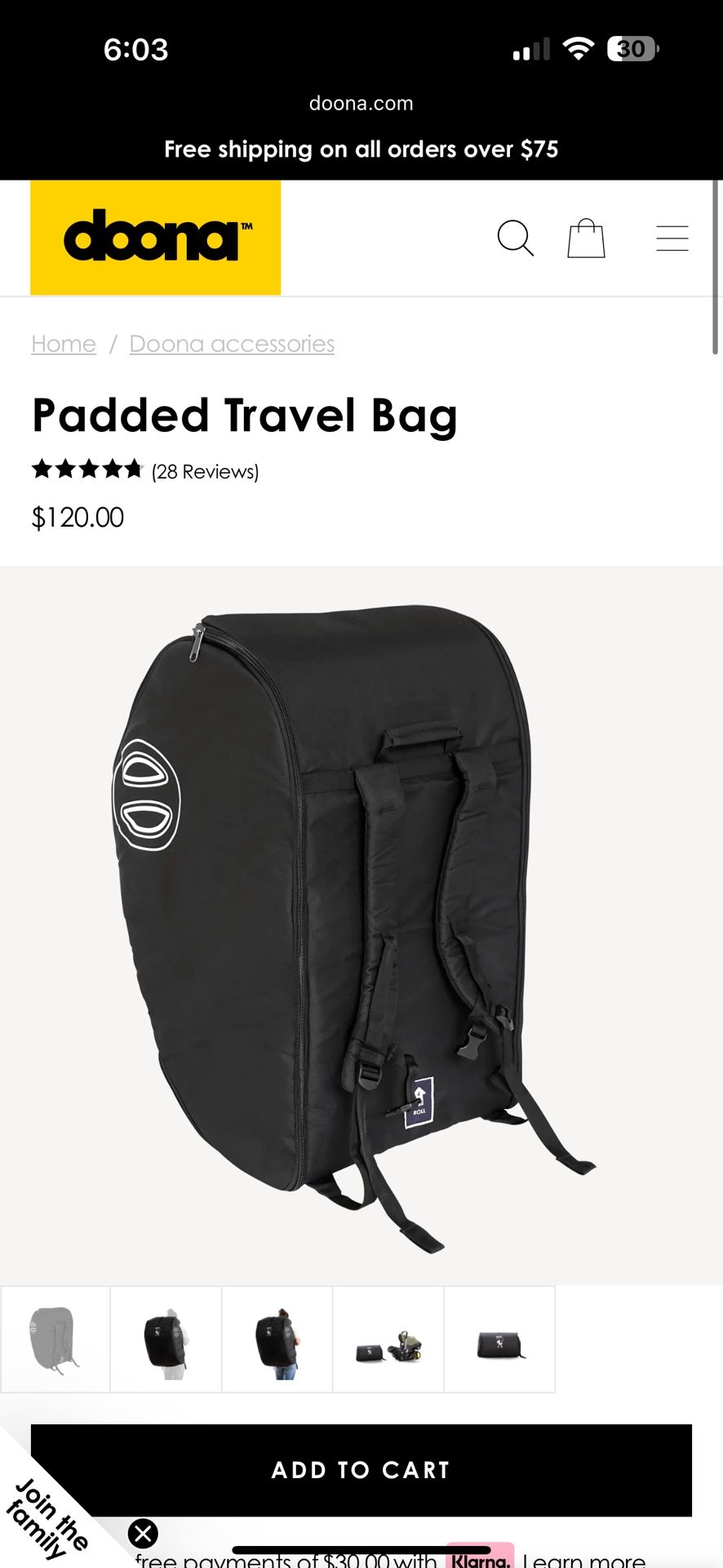 Doona Padded Travel bag