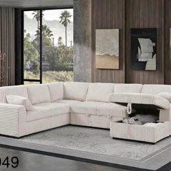 Corduroy Sectional Sleeper With Storage