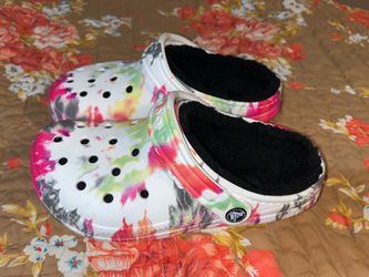 Crocs Kids Tie-Dye Lined Clogs Multicolor Slip-On Round Toe Size 6