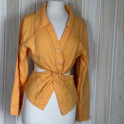 MANUSHKA   Orange Long Sleeve , Button Down SHIRT Size XS