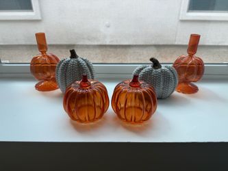 Fall Decor Glass Pumpkins Set of 6