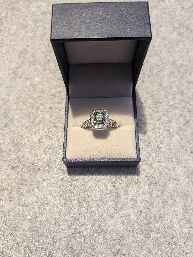EMERALD CUT GREEN DIAMOND RING